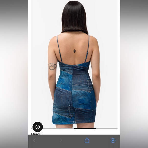 Miaou Denim Print Mesh Mini Dress - Picture 5 of 6